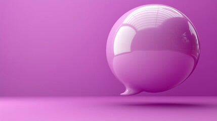 Obraz premium Floating Pink Speech Bubble on Smooth Purple Background Design
