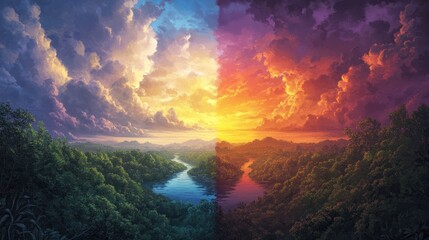 Fototapeta premium Two Sides of the Sky, A Forest Divided