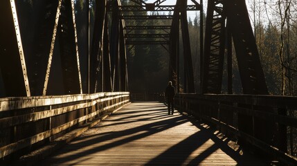 Serene Walk on a Rustic Bridge Surrounded by Nature's Beauty