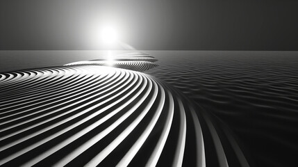 Abstract B&W Ocean Waves with Sunlight wallpaper
