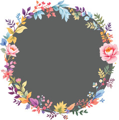 Obraz premium Floral circle banner with colorful leaves and branches