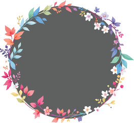 Obraz premium Floral circle banner with colorful leaves and branches