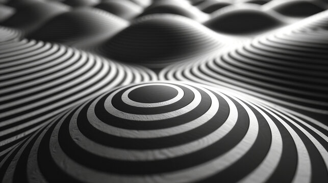 B&W Concentric Rings on Geometric Peaks  
