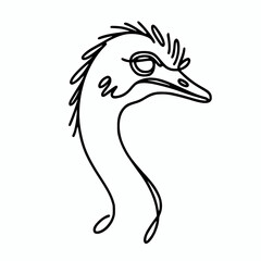 Fototapeta premium Ostrich head minimalist line art illustration