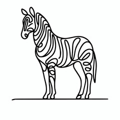 Fototapeta premium Continuous line art illustration of a zebra, zoo animal design element
