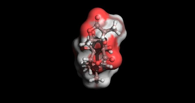 Ginkgolide A, Ginkgo biloba anti-inflammatory, neuroprotective, antioxidant 3D molecule spinning on Y axis, 4K