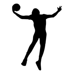 Basketball player silhouette in action with ball. Vector isolated. 