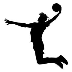 Basketball player silhouette in action with ball. Vector isolated. 