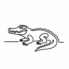 Fototapeta premium Continuous line crocodile illustration