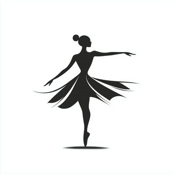recommend clip art: Ballerina in a pose black silhouette vector illustration, ballet performance design element 