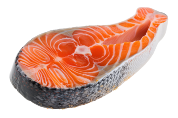 Raw salmon fish Isolated on white background PNG transparent clipart.