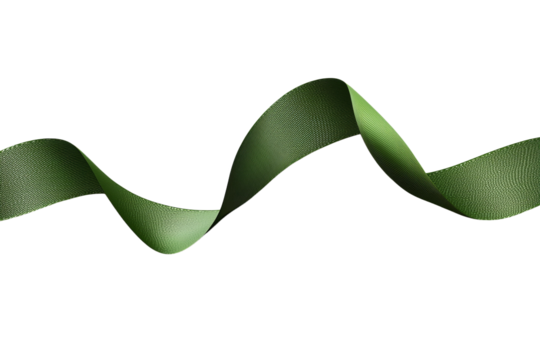 A green ribbon is shown on a white background