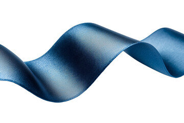 A blue ribbon is shown with a white background