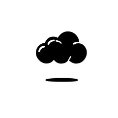 Cloud Icon: A simple, minimalist cloud icon with a shadow, perfect for representing cloud computing, storage, or weather. It's ideal for websites, apps, and presentations.