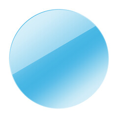 Blue circular shape. Glossy glass sphere. Bright gradient icon. Vector simple design.