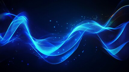 Attract Blue Line Movement, Abstract Wave Line, Light Technology Background, Copy Space 