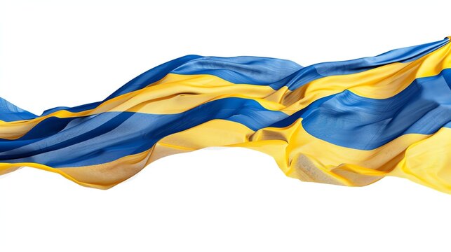 A waving flag of  Ukraine, with blue and yellow stripes.