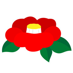 つばき、一輪、単品のイラスト