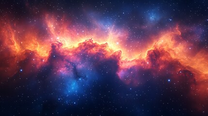 Fototapeta premium Cosmic Nebula Fiery Clouds Interstellar Dust Starscape
