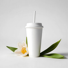 Isolated white photo, white coffee cup mock up.