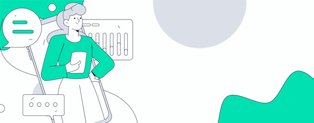 Virtual characters social communication concept business flat vector hand drawn illustration
