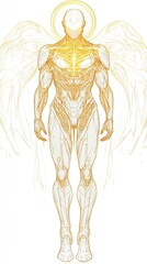 Angelic Figure with Wings and Golden Aura