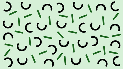 seamless pattern green curves and black lines.