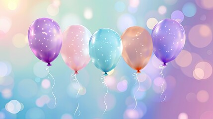 Pastel Balloons Floating in a Dreamy Bokeh Background: A Celebration of Joy and Festivity