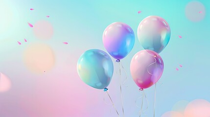 Pastel Balloons Floating in a Dreamy Sky