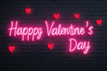 Obraz premium Illuminating Valentines Day Neon Sign on Brick Wall