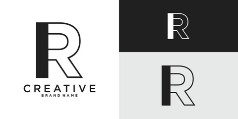 Modern minimalist creative letter R logo design icon