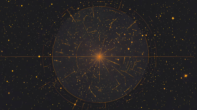 Starry sky with central blank area for custom constellations, space template, deep space exploration. Constellation. Illustration