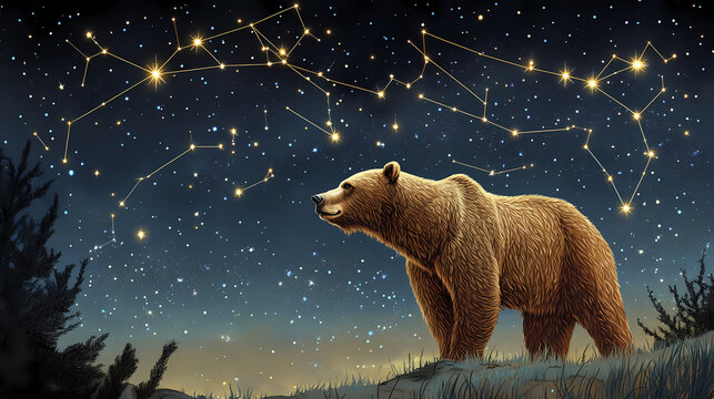 The great bear ursa major a scene showing the ursa major constellation. Constellation. Illustration