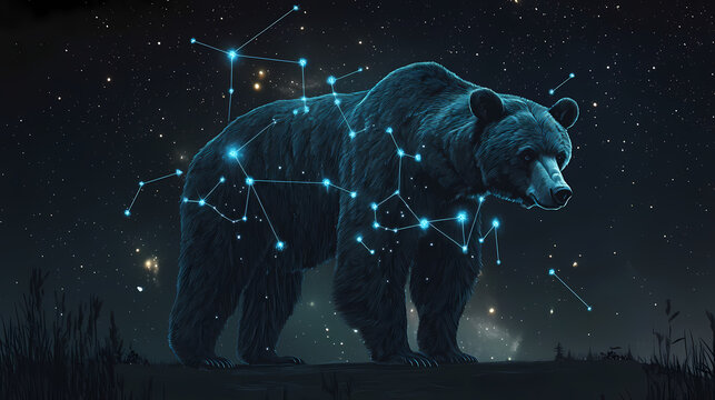 The great bear ursa major a scene showing the ursa major constellation. Constellation. Illustration
