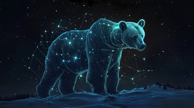 The great bear ursa major a scene showing the ursa major constellation. Constellation. Illustration