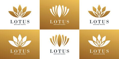 Abstract luxury lotus flower logo design