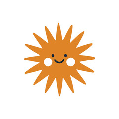 cartoon of a smiling sun with rays spreading outwards