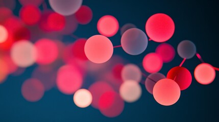 A mesmerizing display of interconnected glowing spheres against a deep blue backdrop. The vibrant pink and red hues create a captivating visual experience.