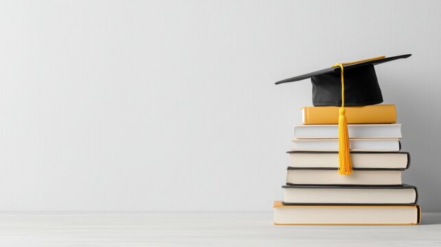 Study and graduation celebration soft light books and cap