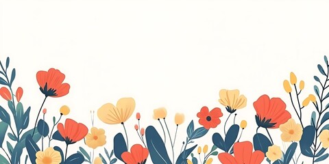 Colorful Floral Border Design With White Background