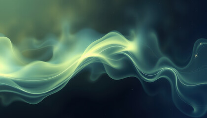 Abstract Green Waves Flowing Through Space