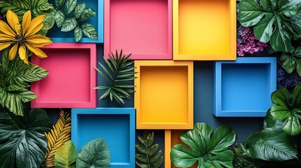 Dynamic social media template for posts with bold colors a grid layout and placeholders for multiple images isolated on a transparent background