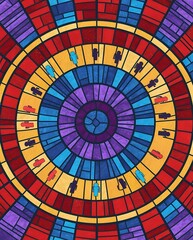 Colorful segmented circles with human icons representing market segmentation and target audience.