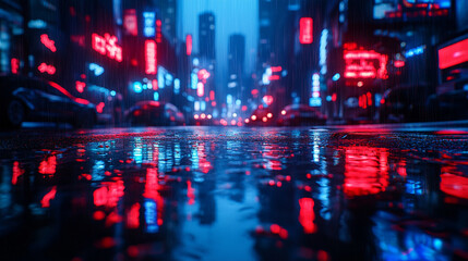 Obraz premium puddle on pavement, reflecting raindrops and rippling water. The scene evokes chaos, with ripples symbolizing disruption, uncertainty, and fleeting moments of clarity