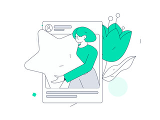 Virtual characters social communication concept business flat vector hand drawn illustration
