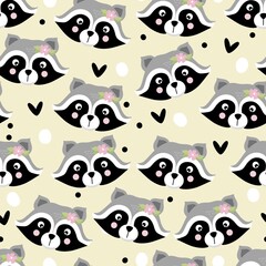 seamless pattern with cute racoons