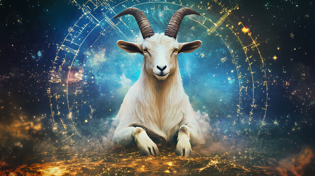 Goat capricorn, the constellation of capricorn, capricorn zodiac sign astrological background. the goat horned horoscope sign. Constellation. Illustration