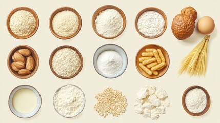 Artisanal Gluten-Free Food Infographic with Alternative Flours and Healthy Cooking Ingredients