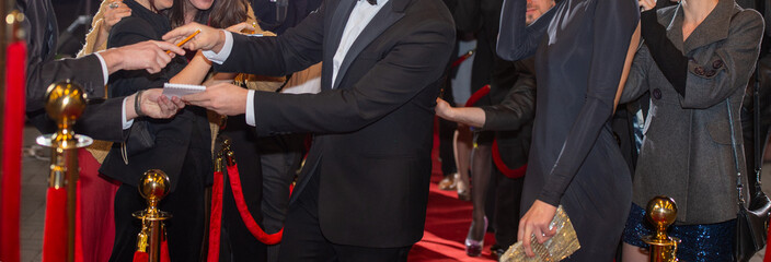 abstract background with celebrities on the red carpet