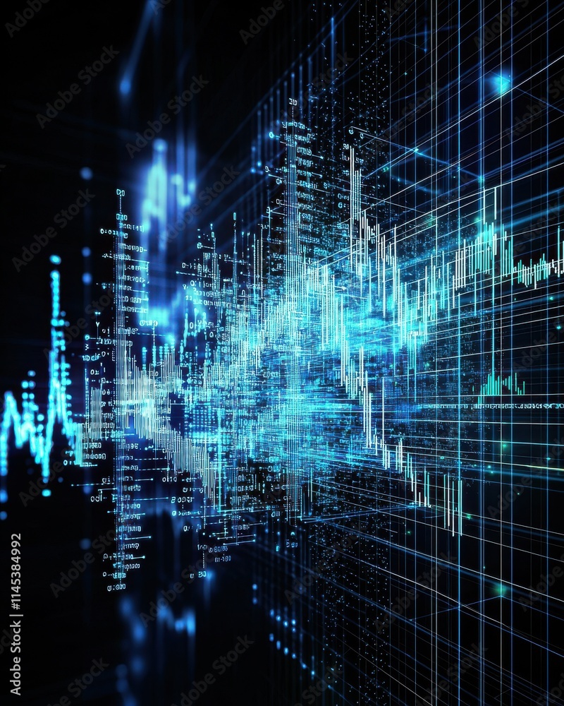 Poster dynamic data visualization digital realm abstract graphics futuristic environment digital viewpoint 